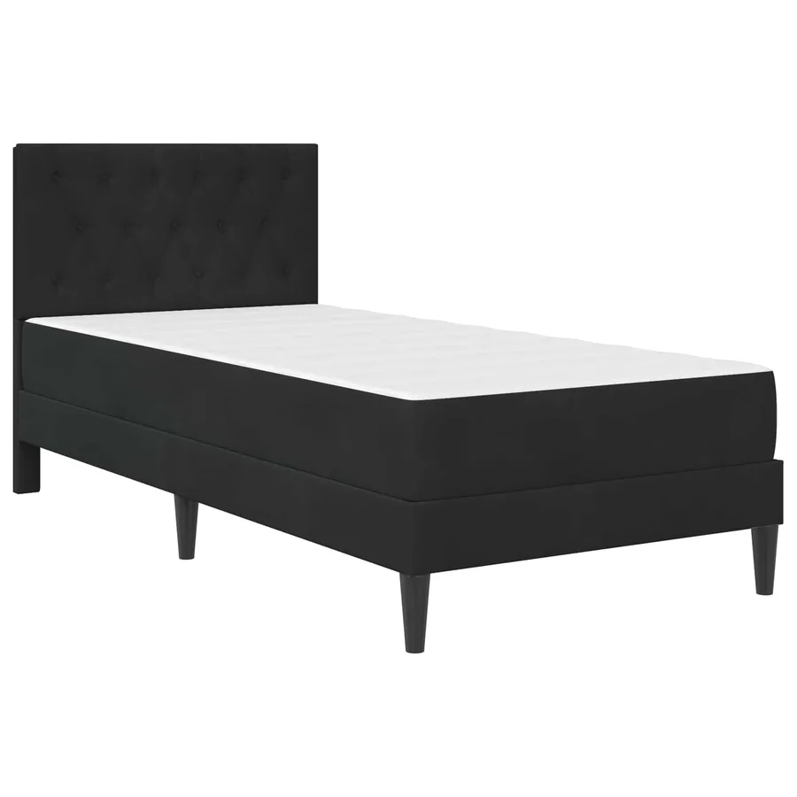 Cadre de lit avec matelas Noir 90 x 190 cm Velours - 3
