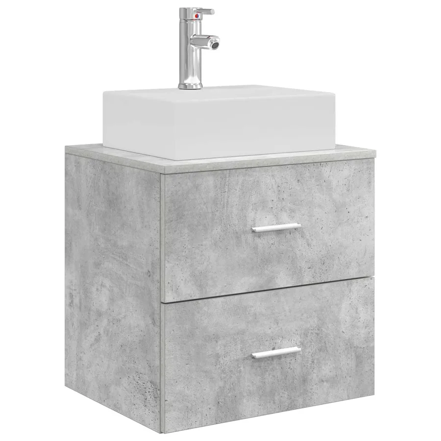 Ensemble de mobilier de salle de bain 4 pcs Gris béton - 5