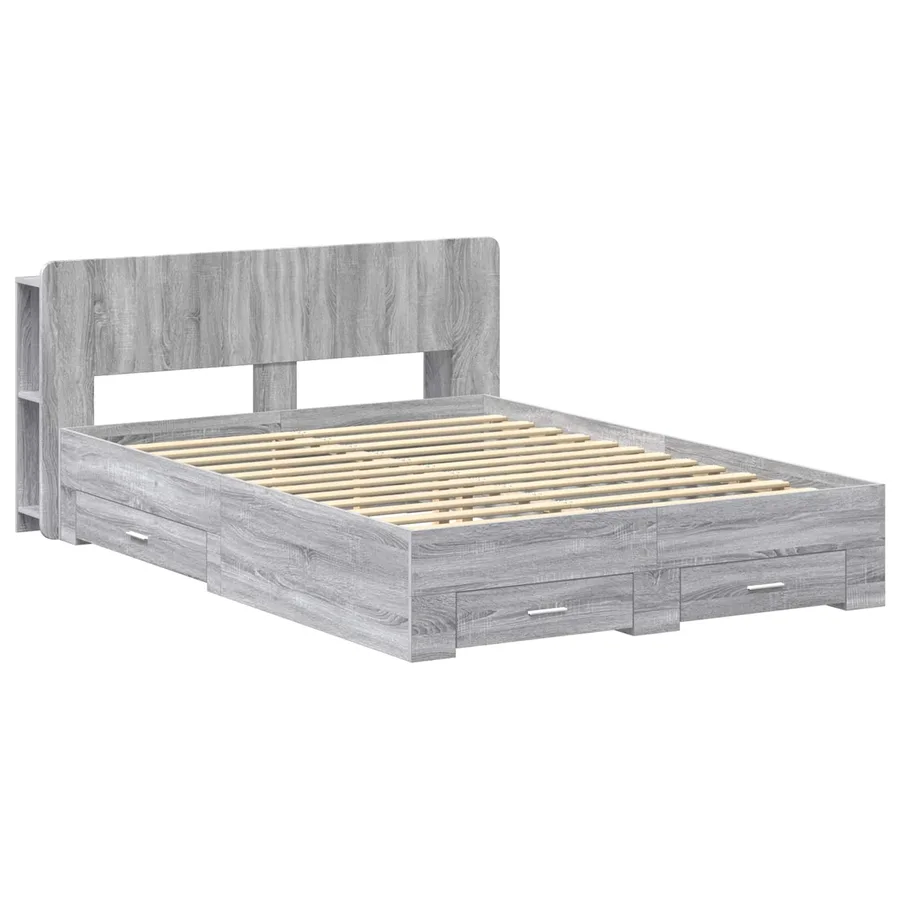Cadre de lit avec rangement Sonoma gris 140 x 200 cm - 2