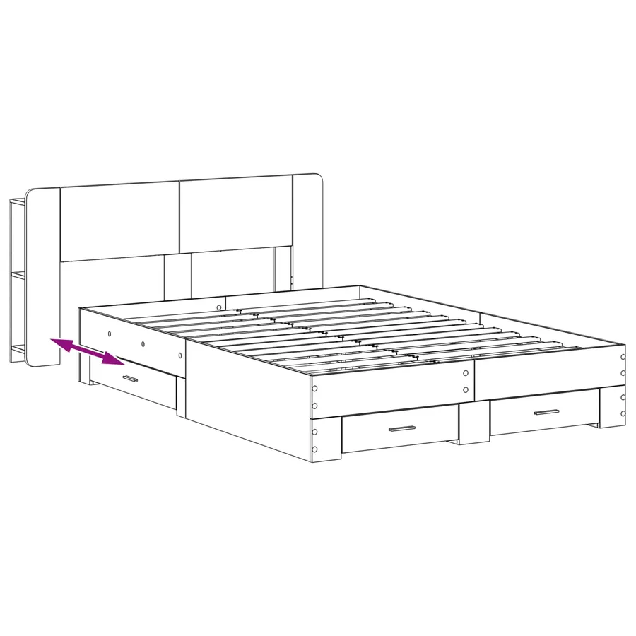 Cadre de lit avec rangement Sonoma gris 140 x 200 cm - 8