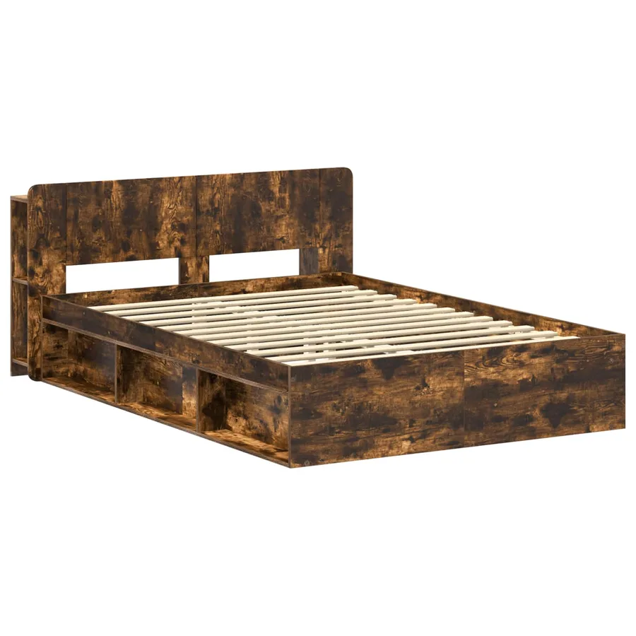 Cadre de lit avec rangement Chêne fumé 140 x 190 cm - 3
