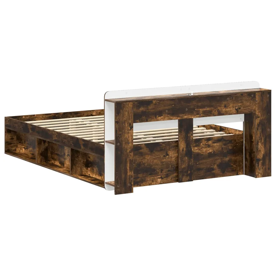 Cadre de lit avec rangement Chêne fumé 140 x 190 cm - 5