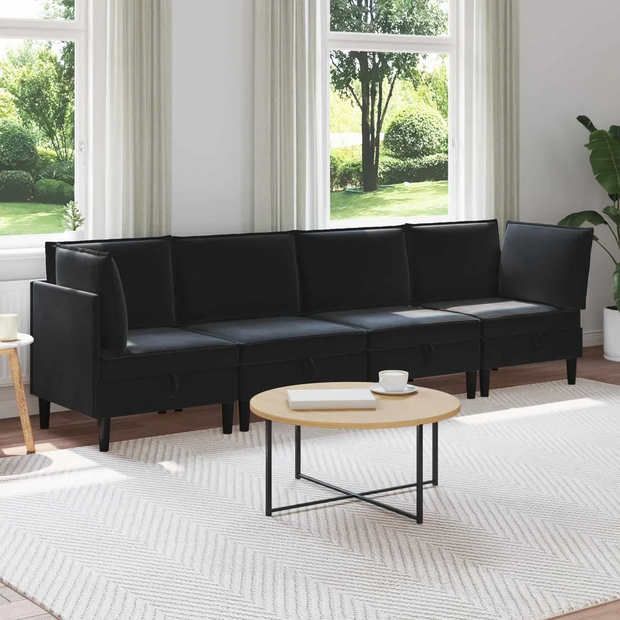 Ensemble de meubles pour le salon 4 pcs Noir Velours