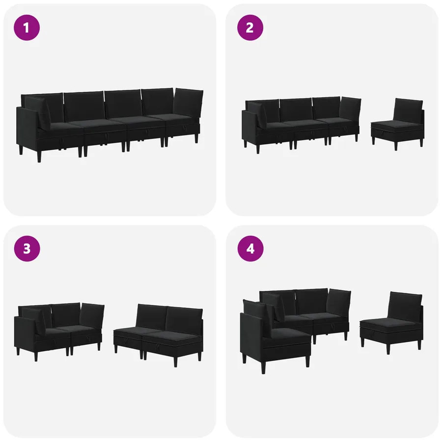 Ensemble de meubles pour le salon 4 pcs Noir Velours - 8