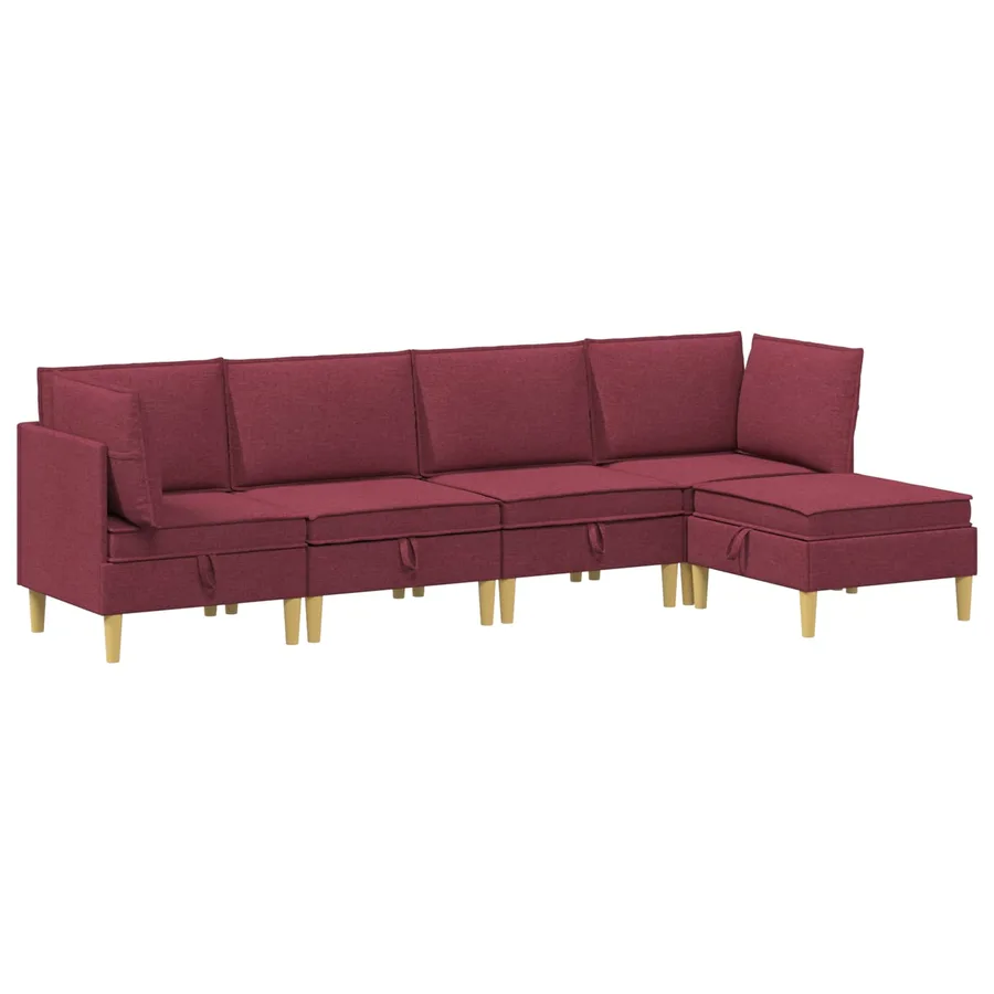 Canapé modulaire avec rangement 5 pcs Bordeaux Tissu - 2