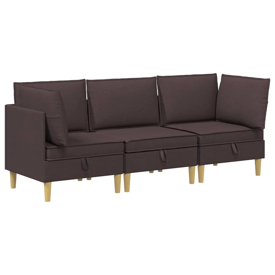 Canapé modulaire avec rangement 3 pcs Marron foncé Tissu - 2