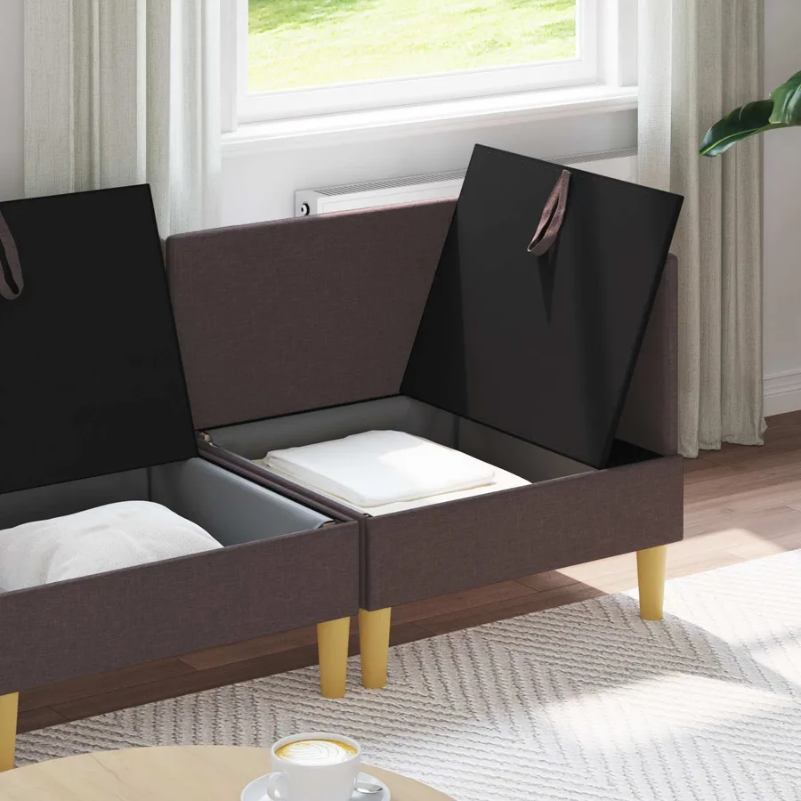 Canapé modulaire avec rangement 3 pcs Marron foncé Tissu - 3