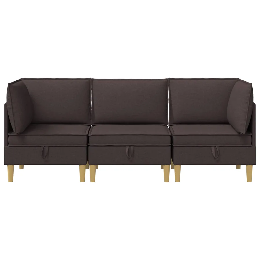 Canapé modulaire avec rangement 3 pcs Marron foncé Tissu - 7