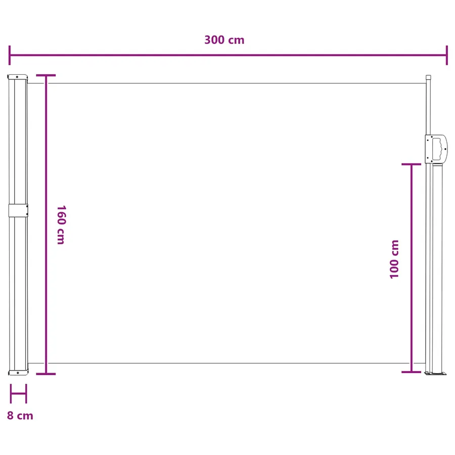 Store latéral rétractable 160 x 300 cm 100% polyester fer acier - 7