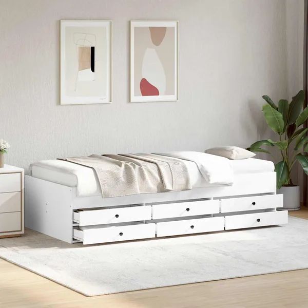 Cadre de lit avec rangement Blanc 80 x 200 cm Bois d'ingénierie