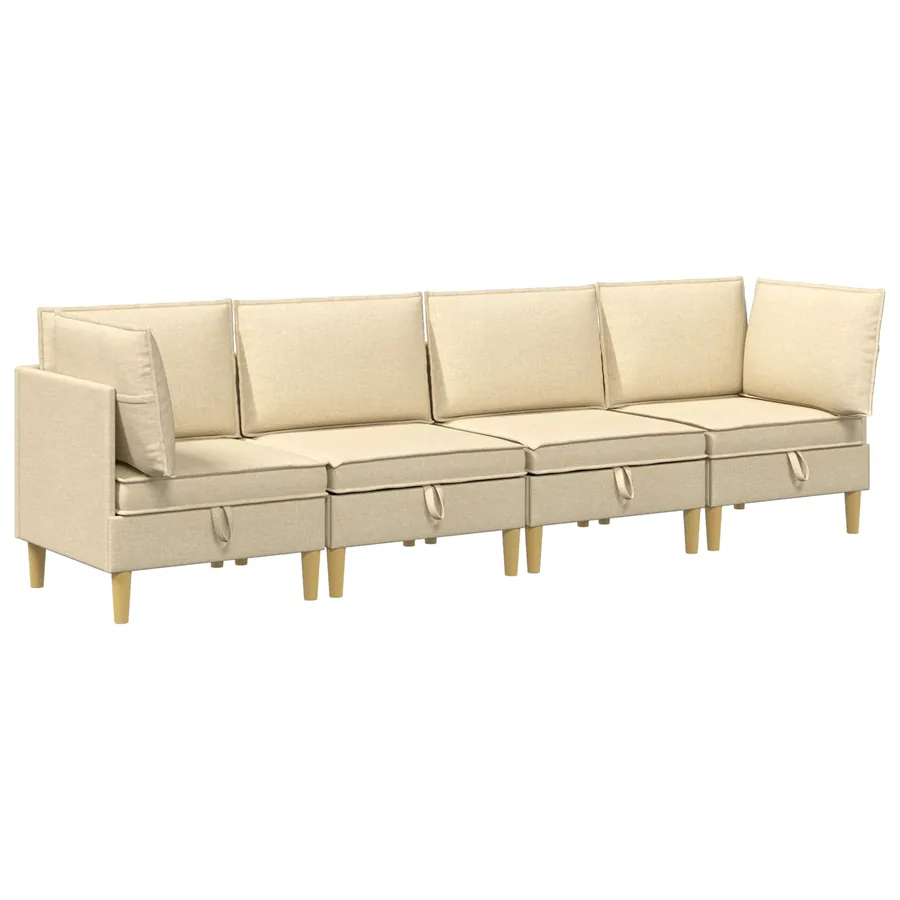 Canapé modulaire avec rangement 4 pcs Crème Tissu - 2