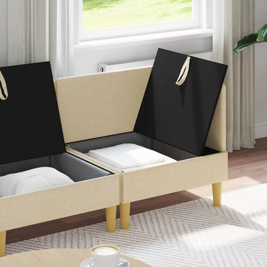 Canapé modulaire avec rangement 4 pcs Crème Tissu - 3