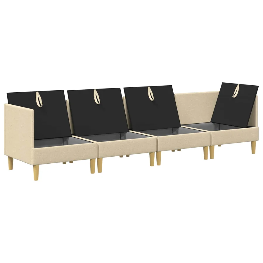 Canapé modulaire avec rangement 4 pcs Crème Tissu - 4