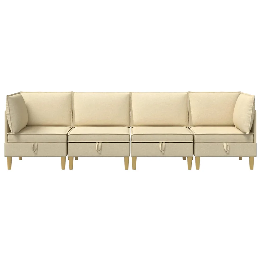 Canapé modulaire avec rangement 4 pcs Crème Tissu - 7
