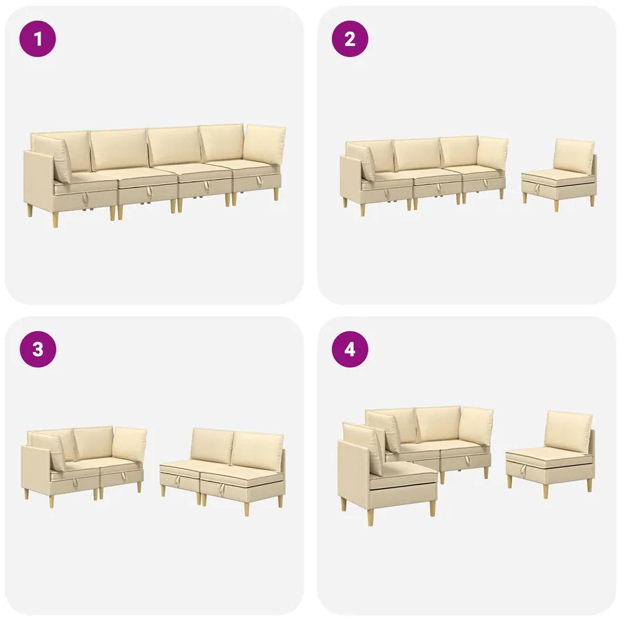 Canapé modulaire avec rangement 4 pcs Crème Tissu - 8
