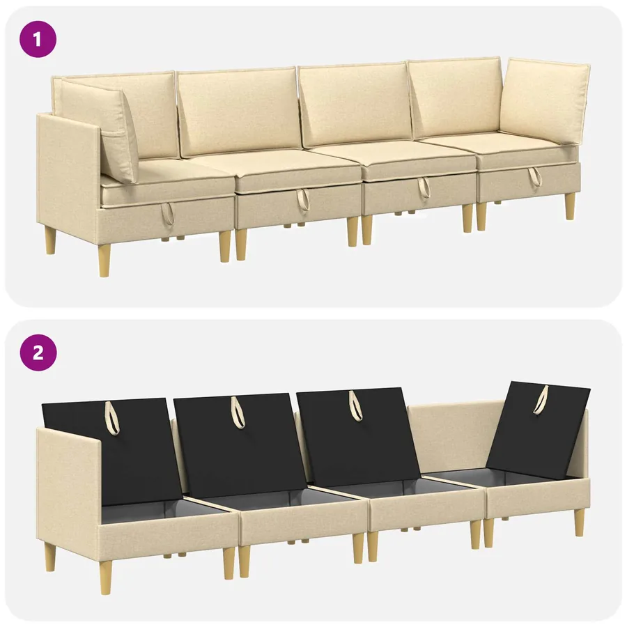 Canapé modulaire avec rangement 4 pcs Crème Tissu - 9