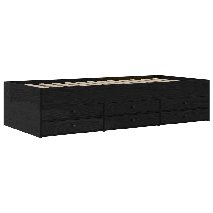 Cadre de lit avec rangement avec tiroir Chêne noir 80 x 200 cm - 2