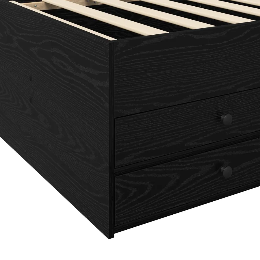 Cadre de lit avec rangement avec tiroir Chêne noir 80 x 200 cm - 6