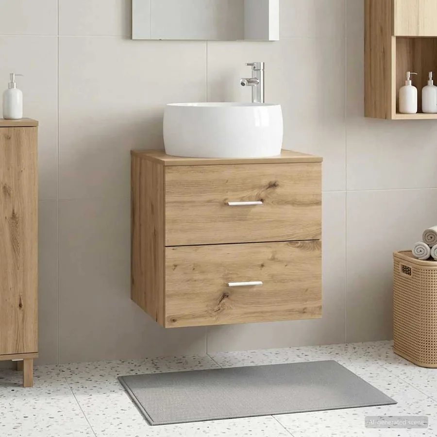 Vanité de lavabo mural Chêne artisanal 49,5 x 44,5 x 66 cm