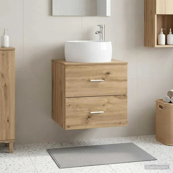 Vanité de lavabo mural Chêne artisanal 49,5 x 44,5 x 66 cm