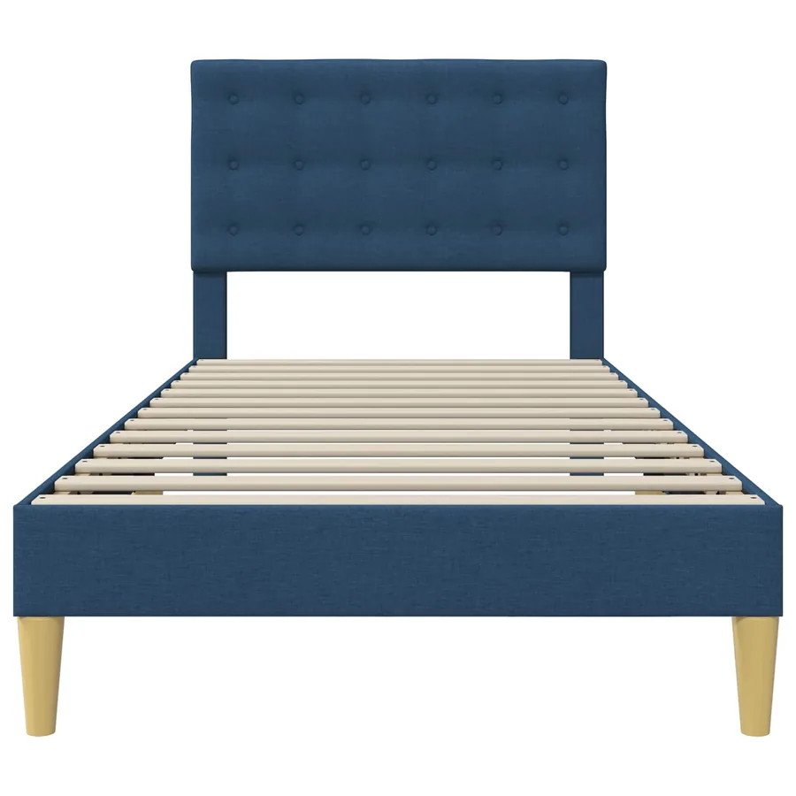Cadre de lit avec tête de lit Bleu 100 x 200 cm Tissu - 4