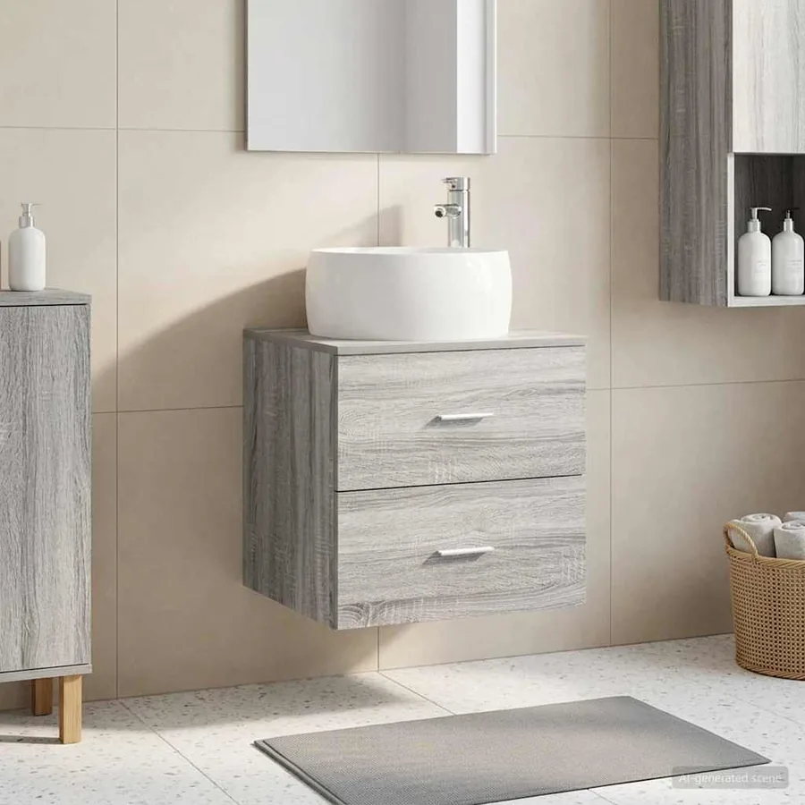 Vanité de lavabo mural Sonoma gris 49,5 x 44,5 x 66 cm