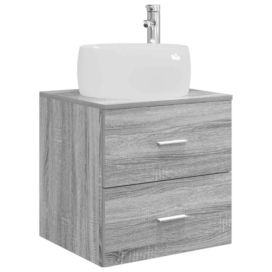 Ensemble de mobilier de salle de bain 5 pcs Sonoma gris - 5