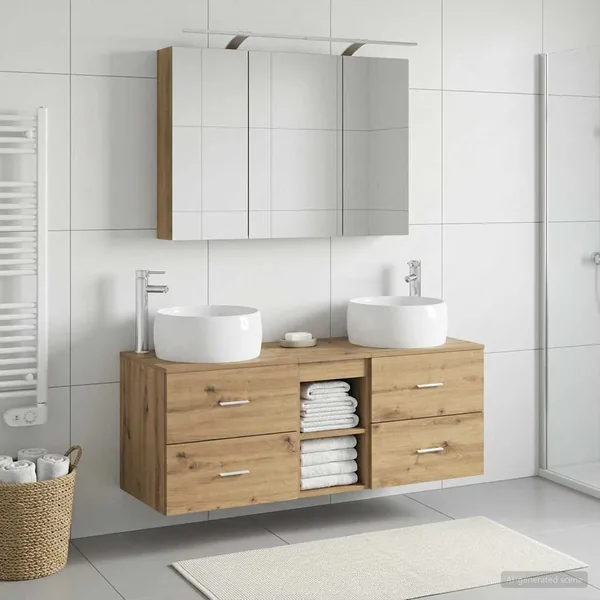 Ensemble de mobilier de salle de bain 4 pc Chêne artisanal