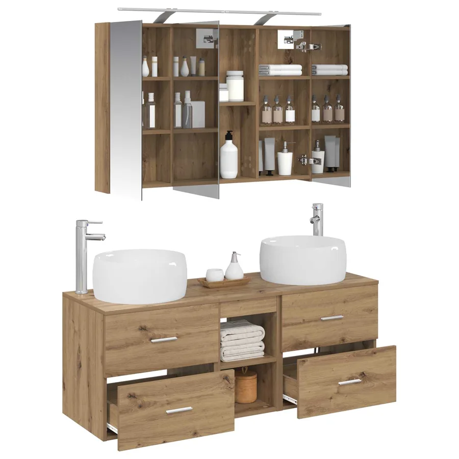 Ensemble de mobilier de salle de bain 4 pc Chêne artisanal - 3
