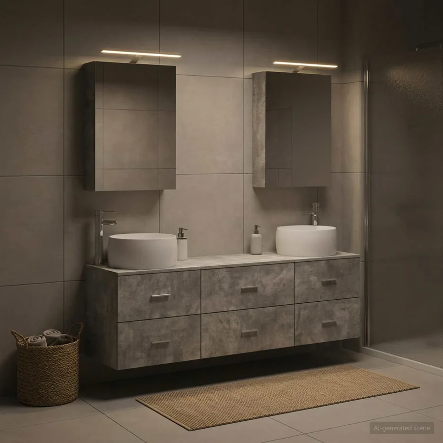 Ensemble de mobilier de salle de bain 5 pcs Gris béton