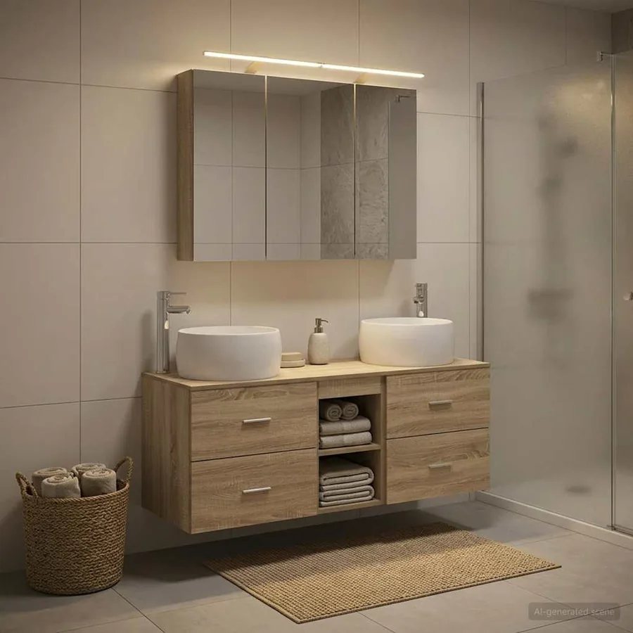 Ensemble de mobilier de salle de bain 4 pcs Chêne Sonoma