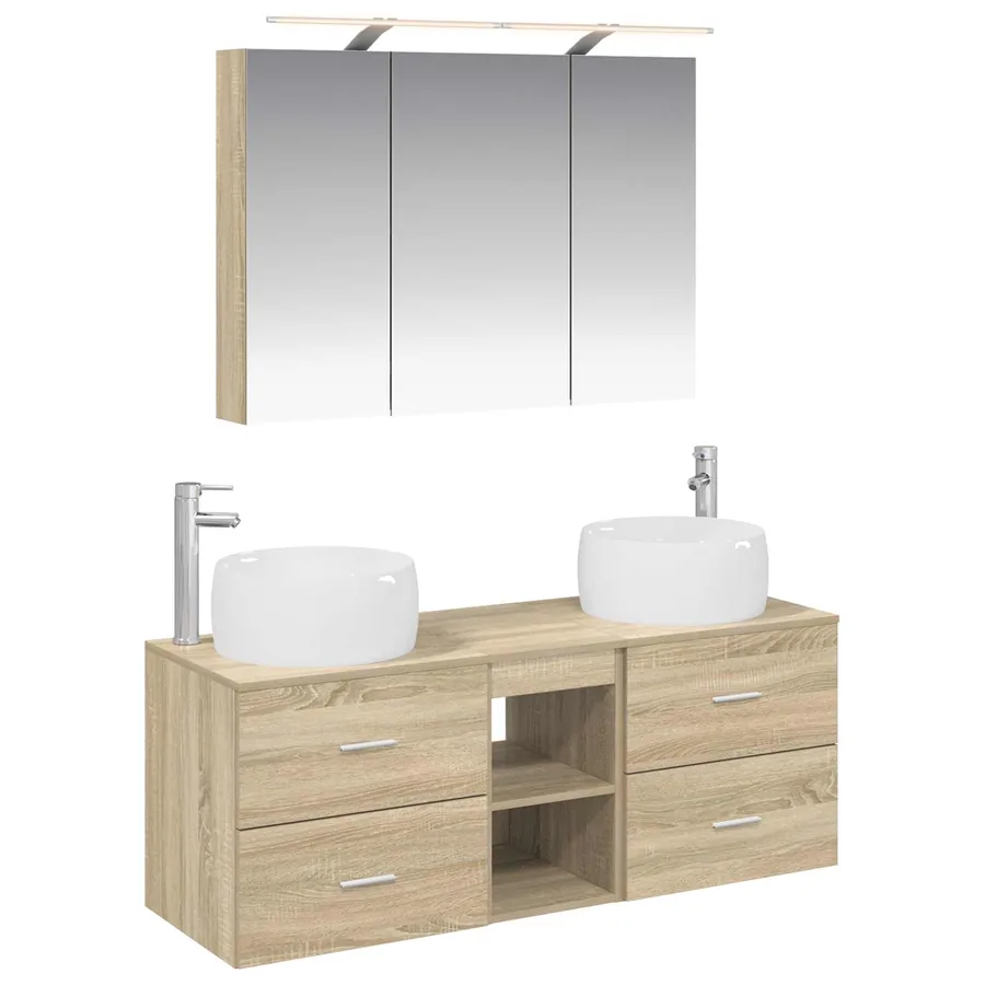 Ensemble de mobilier de salle de bain 4 pcs Chêne Sonoma - 2