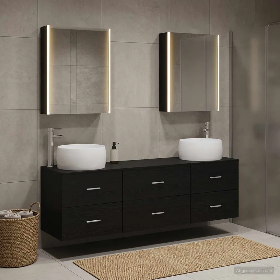 Ensemble de mobilier de salle de bain 5 pcs Chêne noir - 4