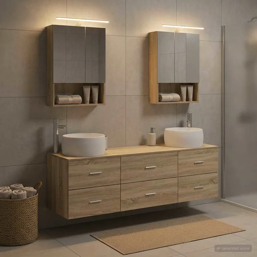Ensemble de mobilier de salle de bain 5 pcs Chêne Sonoma