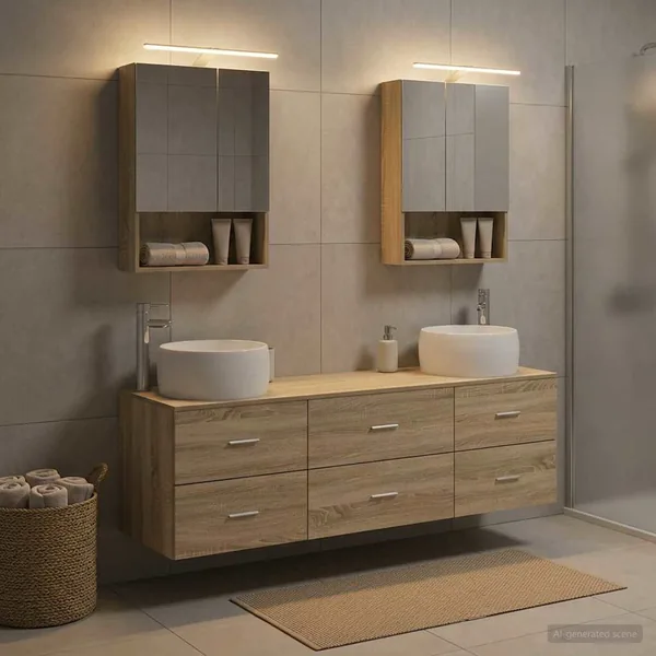 Ensemble de mobilier de salle de bain 5 pcs Chêne Sonoma