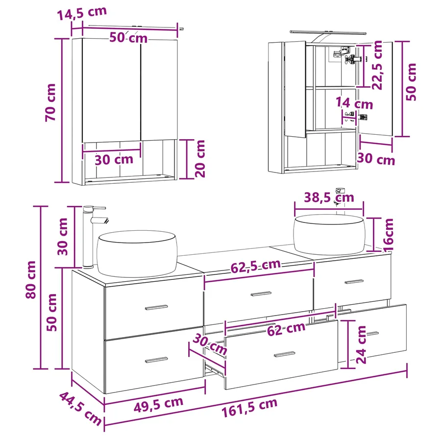 Ensemble de mobilier de salle de bain 5 pcs Chêne Sonoma - 14