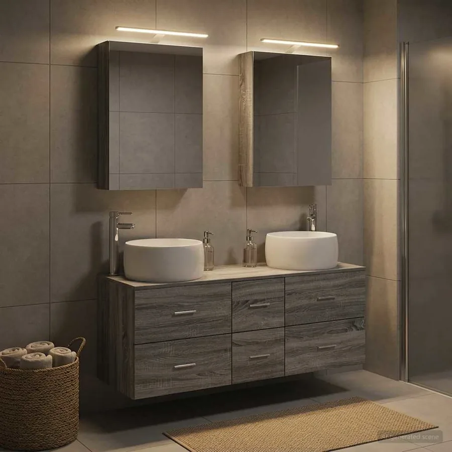 Ensemble de mobilier de salle de bain 5 pcs Sonoma gris