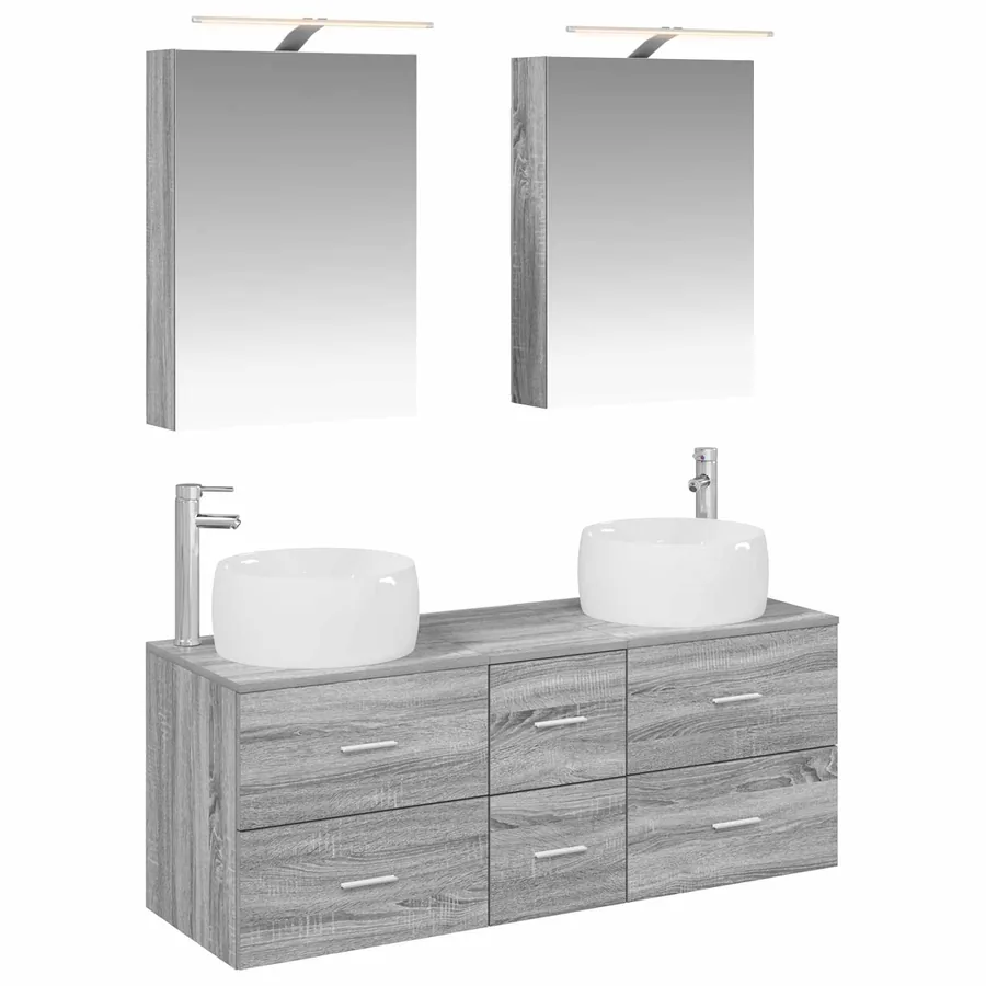 Ensemble de mobilier de salle de bain 5 pcs Sonoma gris - 2