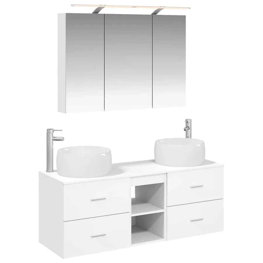 Ensemble de mobilier de salle de bain 4 pcs Blanc - 2