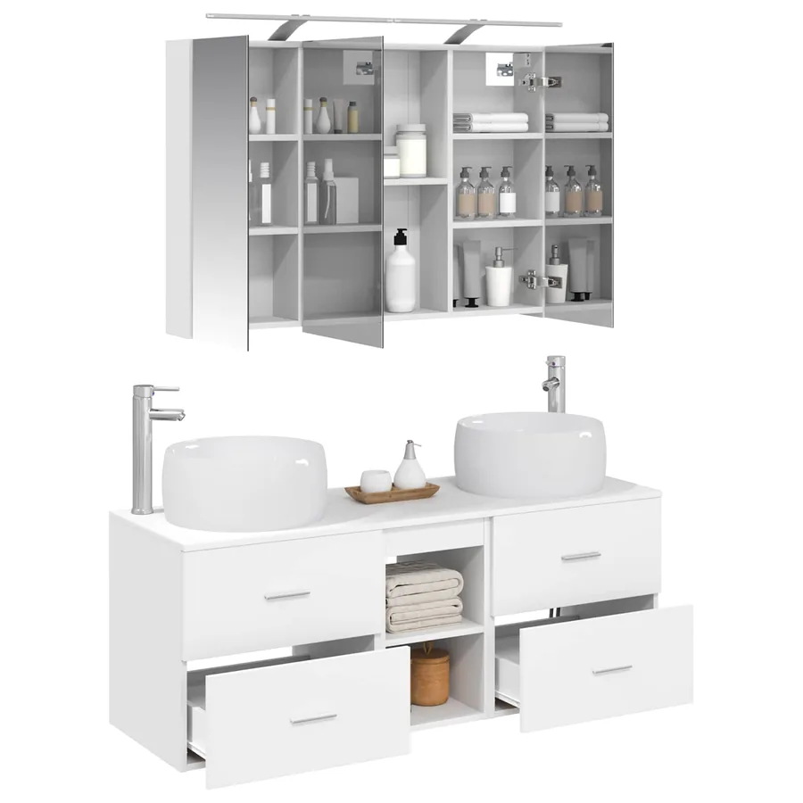 Ensemble de mobilier de salle de bain 4 pcs Blanc - 3