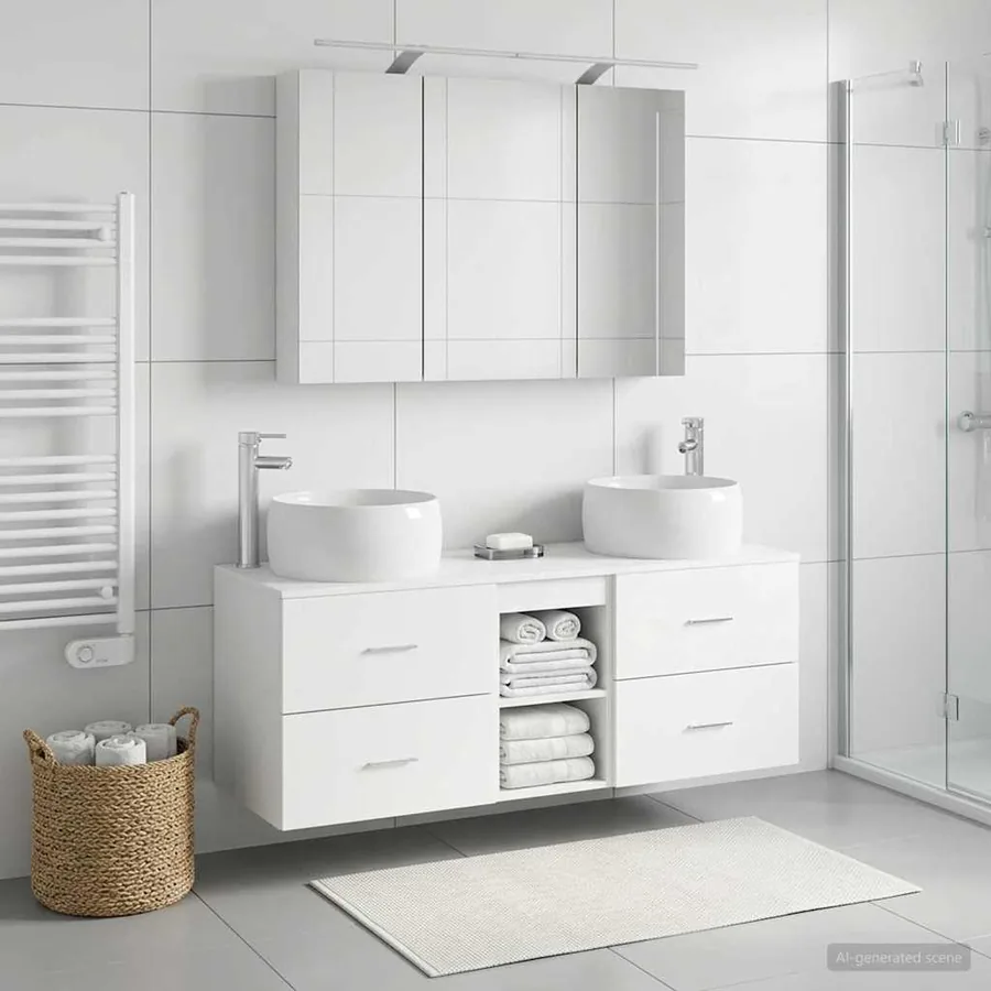 Ensemble de mobilier de salle de bain 4 pcs Blanc - 4