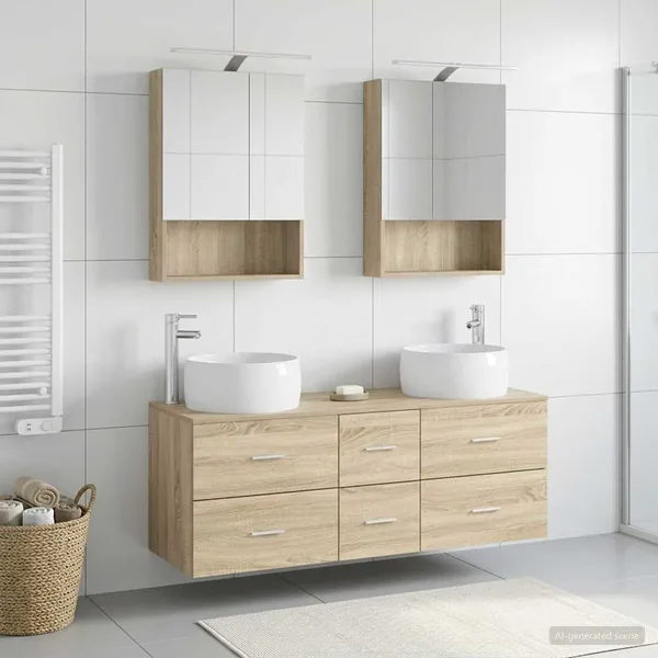 Ensemble de mobilier de salle de bain 5 pcs Chêne Sonoma
