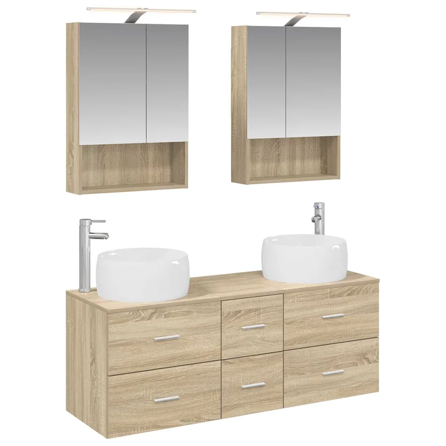 Ensemble de mobilier de salle de bain 5 pcs Chêne Sonoma - 2