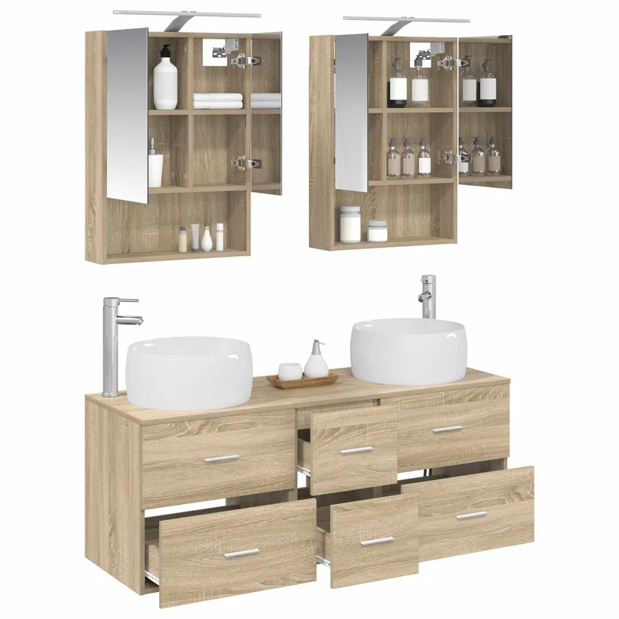 Ensemble de mobilier de salle de bain 5 pcs Chêne Sonoma - 3