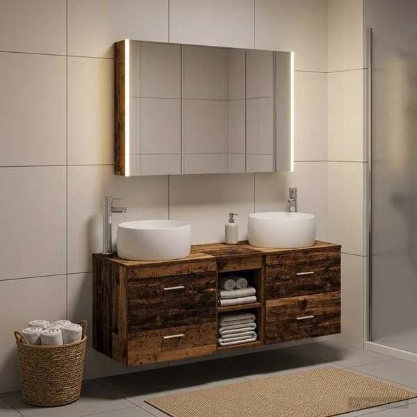 Ensemble de mobilier de salle de bain 4 pcs Bois ancien