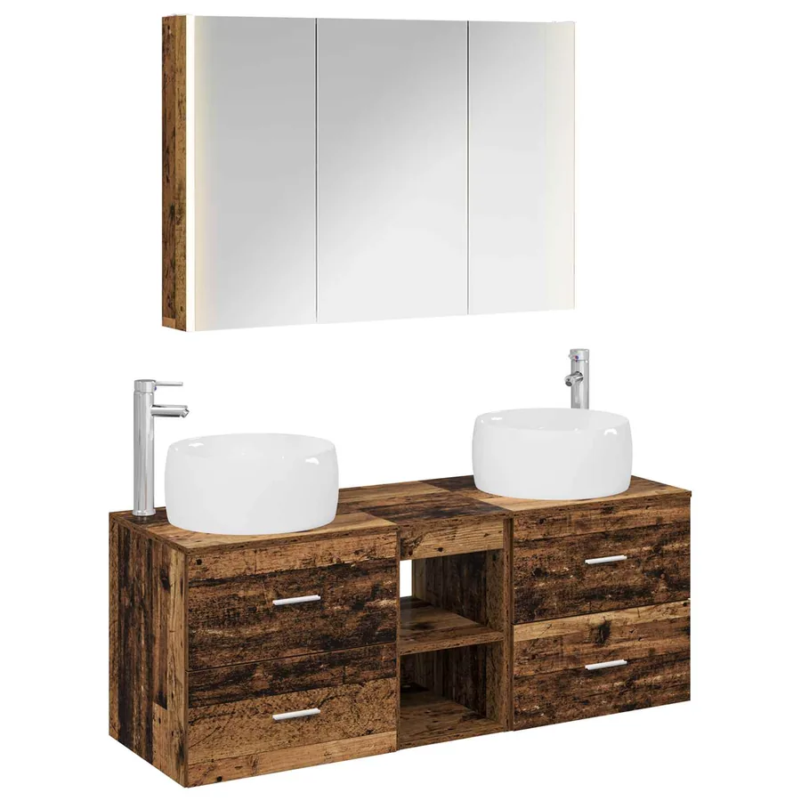Ensemble de mobilier de salle de bain 4 pcs Bois ancien - 2