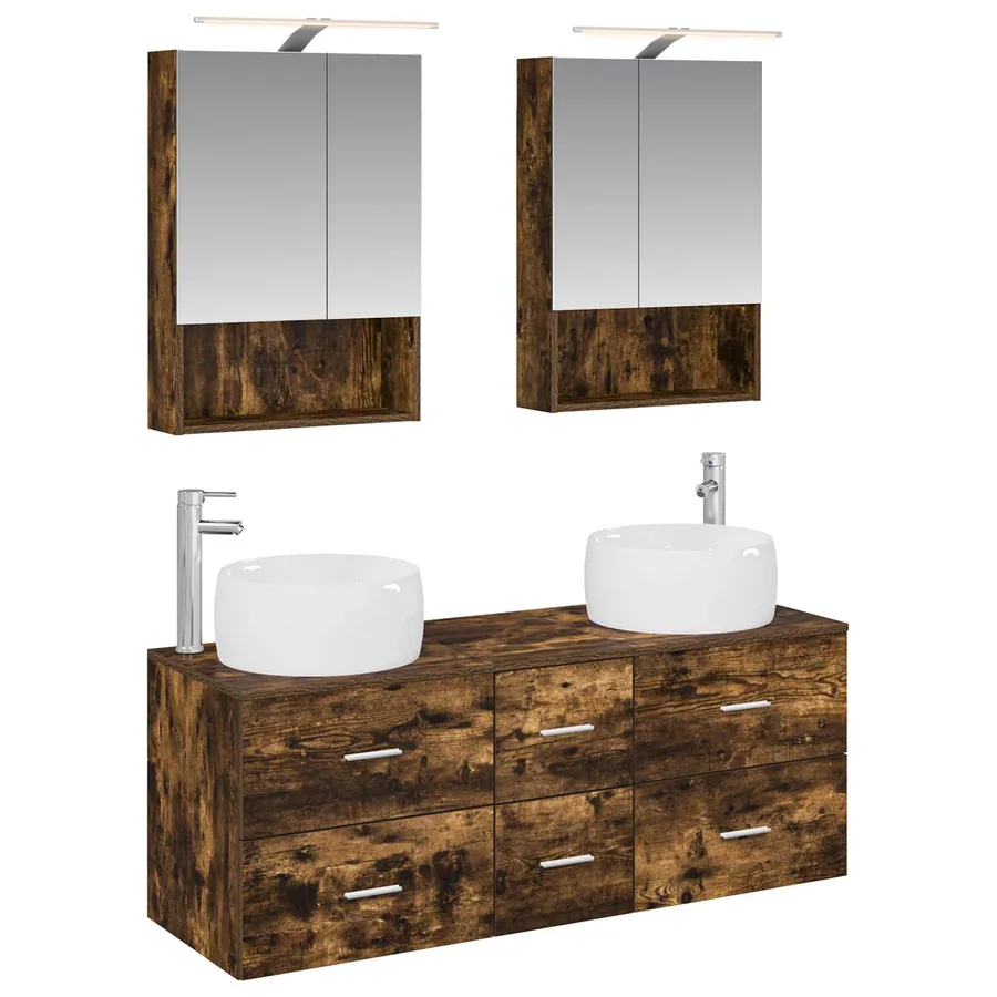 Ensemble de mobilier de salle de bain 5 pcs Chêne fumé - 2