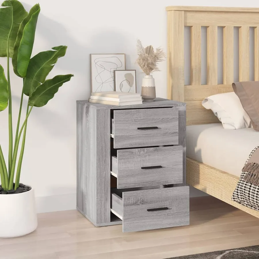 Table de chevet Sonoma gris 50x36x60 cm Bois d'ingénierie - 3