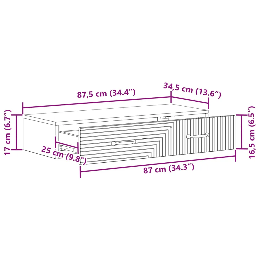 Table d'appoint murale Blanc brillant 87,5 x 34,5 x 17 cm - 8