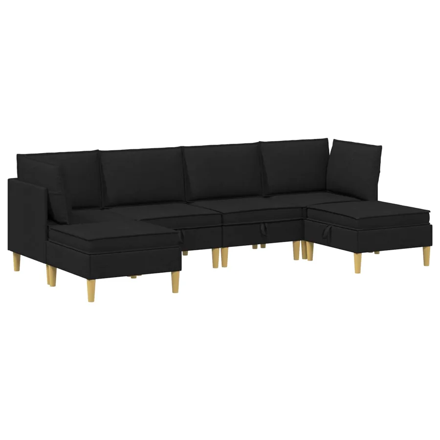 Canapé modulaire avec rangement 6 pcs Noir Tissu - 2